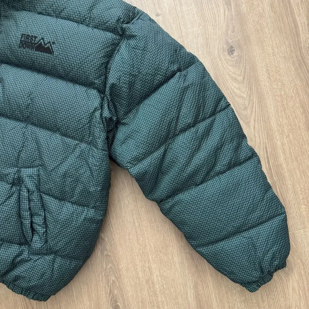 Vintage 90s First Down Men XL Duck Down Puffer Coat Reversible Green Black
